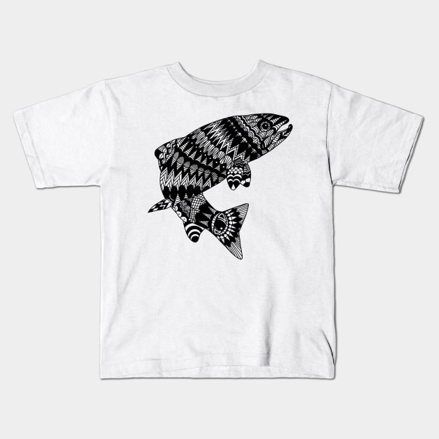 Fly fishing Kids T-Shirt by Crept Designs